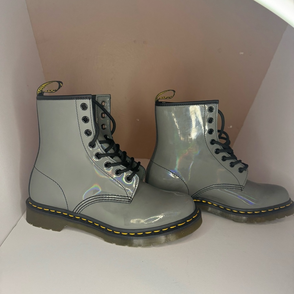Dr. Martens gunmetal rainbow boots size 9